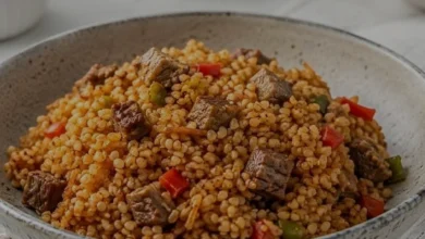 Dana Kuşbaşılı Tel Şehriyeli Bulgur Pilavı Hazırlanışı