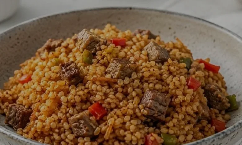 Dana Kuşbaşılı Tel Şehriyeli Bulgur Pilavı Hazırlanışı