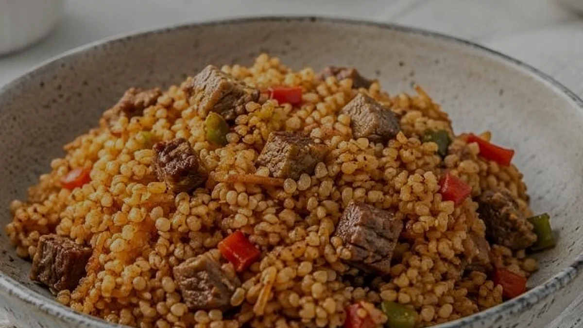 Dana Kuşbaşılı Tel Şehriyeli Bulgur Pilavı Hazırlanışı