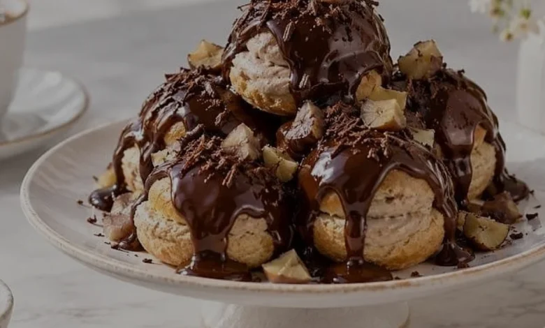 Evde Çikolata Soslu Kestaneli Profiterol Yapımı