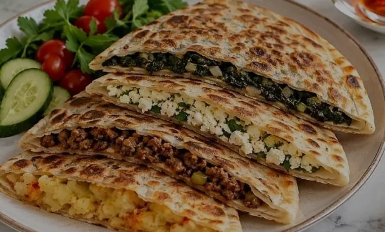 Tek Hamurla Dört Farklı İç Harçlı Gözleme Yapımı